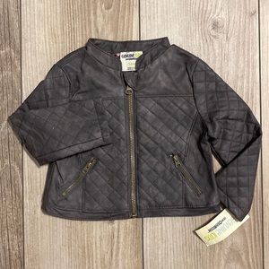 OshKosh B’gosh Baby Girl Faux Leather Bomber Style Jacket - 18m